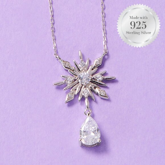 925 Sterling Silver Snowflake Necklace - Charmed Aroma Winter / Christmas - Picture 1 of 5